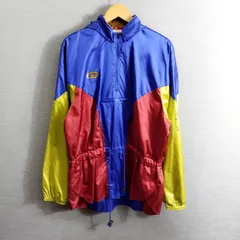 GONA by ASICS ゴナ アシックス MADE IN JAPAN 日本製 ハーフジップ ジャケット ナイロン スポーツ 陸上 切替 フード 着脱可 ブルー系 レッド系 M A263