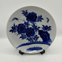 古伊万里 志田窯【牡丹文 染付 大皿】江戸後期〜明治期 28.5cm（38