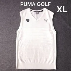 大きいサイズ【PUMA GOLF】プーマゴルフ ニットベスト Vネック 白 XL ロゴ刺繍 メンズ