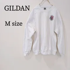 GILDAN ギルダン メンズ トップス スウェット トレーナー クルーネック 長袖 ロングスリーブ ロゴ ホワイト M