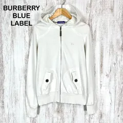 BURBERRY BLUE LABEL バーバリーブルーレーベル ホースロゴ刺繍 ノバチェック コットン 長袖 パーカー ホワイト