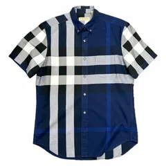BURBERRY バーバリー　コットン　シャツ　チェック　ネイビー　M　メンズ　4004851　半袖