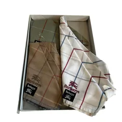 Z1728 BURBERRYS バーバリー ハンカチ 3枚セット ホワイト ベージュ カーキ