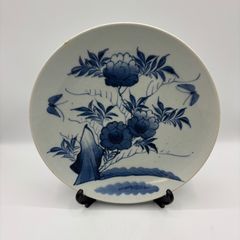 古伊万里 志田焼【牡丹文 染付 大皿】江戸後期〜明治期 28.8cm（37