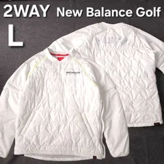 【New Balance Golf】ニューバランスゴルフ 2WAY 秋冬 中綿 プルオーバー スニード ブルゾンジャケット L ホワイト メンズ 袖着脱可能