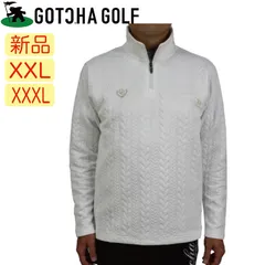 【新品・未使用】オフホワイトXXL・XXXLサイズ  ガッチャゴルフ  抗菌防臭 ケーブル ジャカード ハーフジップ ロンT 223GG1201 長袖 ゴルフウェア ゴルフシャツ 大きいサイズ有 ゴルフ GOTCHA gotcha