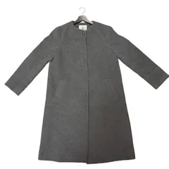  J.PRESS ジェイプレス レディース ロングコート ノーカラーコート 羊毛 アンゴラ ポリエステル グレー  【ZK60】