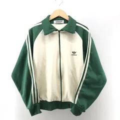 【中古】adidas 80s デサント製 トラックジャケット グリーン×ホワイト サイズXL相当　アディダス[24]
