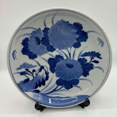古伊万里 志田焼【牡丹文 染付 大皿】江戸後期〜明治期 28.8cm（37