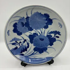 古伊万里　志田窯【牡丹文 染付 大皿】江戸後期〜明治期 28.5cm（38）