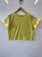 e623⚫︎chocol raffine robe⚫︎ショコラフィネローブ⚫︎刺繍⚫︎カットソー⚫︎size F⚫︎黄