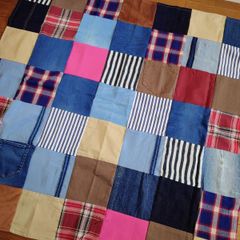 No.1409ハンドメイド☆ブランケット☆デニムリメイク☆パッチワーク