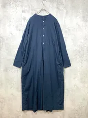 美品 Bou Jeloud ブージュルード ノーカラー シャツ ワンピース size38/紺 ■■レディース