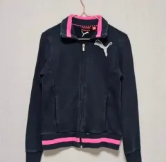 PUMA プーマ ブラック/ピンク ジップアップ トラック ジャケット ジャージ