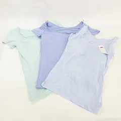 ユニクロ UNIQLO トップバリュ TOPVALU Tシャツ タンクトップ 3点セット エアリズム カップ付 半袖 Uネック 緑 青 グリーン ブルー M