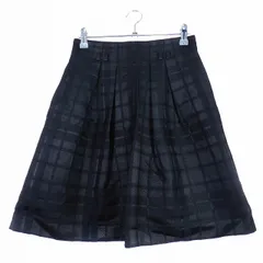 アンタイトル UNTITLED フレアスカート ひざ丈 タック バックファスナー ウール チェック 1 黒 ブラック ボトムス /T2