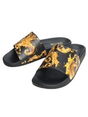 新品 本物 正規品 Versace メンズ サンダル バロッコ サンフラワー 金