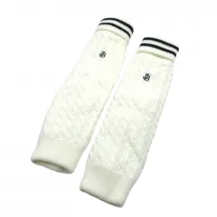 【超美品】ジャックバニー ニットレッグウォーマー 白×黒 ケーブル編み 裏起毛  レディース FR ゴルフウェア Jack Bunny