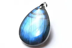 【１点物】シルバー925◇ブルーシラー ラブラドライト　37x26mm　ドロップ ペンダントトップ パワーストーン 天然石 _PC8838