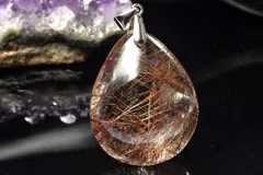 【１点物】シルバー925◇高発色 ブロンズルチルクォーツ　30x24mm　ドロップ ペンダントトップ パワーストーン 天然石 _PC8745