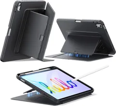 ESR iPad A16 ケース 第11世代  第10世代 専用カバー（20252/2025モデル）ペン収納縦横スタンドマルチアングルケース　耐衝撃　11インチ/10.9インチ対応 Filpシリーズ　ブラック