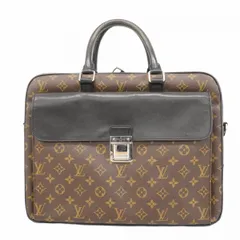【6ac2740-k】ルイヴィトン ビジネスバッグ モノグラム・マカサー ソフトブリーフケース M56719 ブラウン ブラック【中古】メンズ
