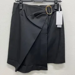 AP104　美品　Diagram　ダイアグラム　 GRACE CONTINENTAL　グレースコンチネンタル　 タックミニSK　ミニスカート　ブラック　黒　 無地　裏地あり　ベルト付き　膝丈　タグ付き　レディースのサムネイル