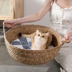 ウォーターヒヤシンス製 ペットハウス 猫ハウス 犬ベッド 天然素材 600