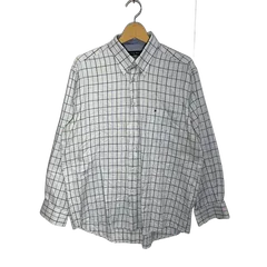 TOMMY HILFIGER/トミーヒルフィガー チェックシャツ 長袖シャツ ボタンダウン TURKEY製 Mサイズ ライトブルー