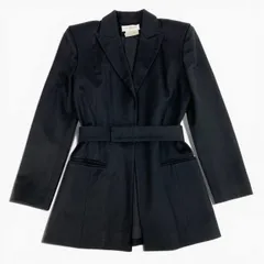 50a19 Vintage BALENCIAGA LE DIX バレンシアガ ボタンレス テーラードジャケット ロングジャケット ウールカシミヤ混 フランス製 レディース 女性用 36 ブラックu02tのサムネイル