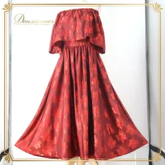 フラダンス 衣装 ワンピース ドレス ブラウン系 アロハスタンダード 日本製 ハワイアンプリント 花柄 ALOHA STANDARDS レッド系 アロハ フラ ダンス レッスン 練習 フリル 華やか 鮮やか かわいい おしゃれ 上品 光沢 高級感 大人っぽい