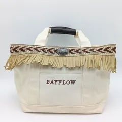 BAYFLOW ベイフロー フリンジトートバッグ ハンドバッグ ホワイト 白 アイボリー ロゴ刺繍 レディース HBK4-22