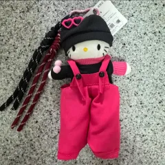 ハローキティ ぬいぐるみ キーホルダー ピンク オーバーオール