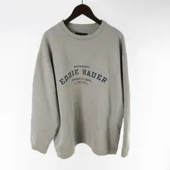 エディーバウアー EDDIE BAUER 黒タグ 00’S スウェット トレーナー ロゴ プリント リブ グレー ネイビー S ヴィンテージ オールド カナダ製 コットン