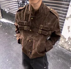 スエード ジャケット ショート丈 韓国 カジュアル ストリート ユニセックス