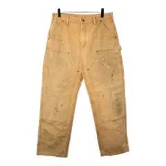 00年代 Carhartt カーハート ダック ダブルニー ペインターパンツ ペンキ ボロ ライトブラウン(メンズ W34 L32)中古 古着 X2061