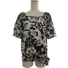 レオナール LEONARD スクエアネック カットソー パフスリーブ ホワイト ブラック L ■ECT