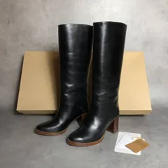 WQ954●A.P.C： レザーロングブーツ ●36● BLACK 牛革 ポルトガル製 定価78000- アーペーセーのサムネイル