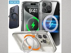 SODI For iPhone 15 Pro Max ケース クリア Ring Case 未使用 360°回転スタンド MagSafe対応 指紋防止 黄変防止 ワイアレス充電対応