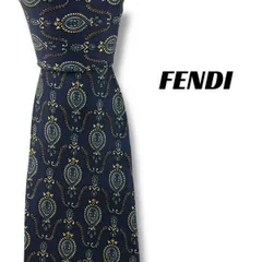 【7833】良品ー可品！フェンディ　ネクタイ　ダークネイビー系