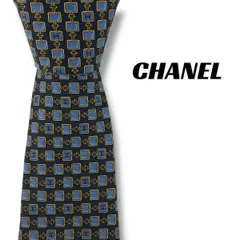【7838】可品！シャネル　ネクタイ　ブルー系　ココマーク