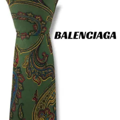 【7839】美品！バレンシアガ　ネクタイ　グリーン系