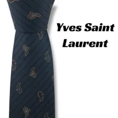 【7855】良品！イブサンローラン　ネクタイ　ネイビー系