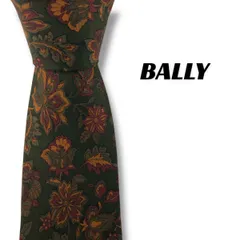 【7858】美品！バリー　ネクタイ　オリーブグリーン系