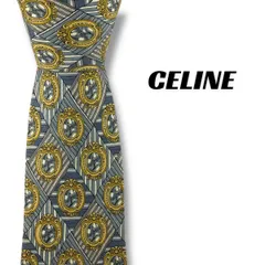 【7861】美品ー良品！セリーヌ　ネクタイ　水色系　スキー柄