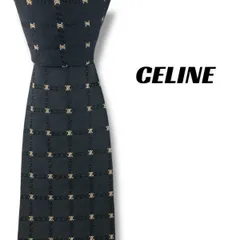 【7886】良品！セリーヌ　ネクタイ　ダークネイビー系　マカダム柄