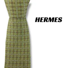 【7889】良品ー可品！エルメス　ネクタイ　黄緑系