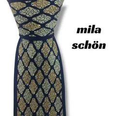 【7911】美品ー良品！ミラショーン　ネクタイ　ネイビー系