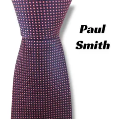 【7914】美品！ポールスミス　ネクタイ　ネイビー系　ピンク系