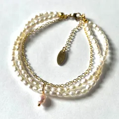 tpb01. 淡水パール ブレスレット 3連 サイズ選択可 ステンレス